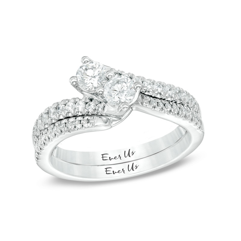 Main Image 3 of Previously Owned - Ever Us® 1/8 CT. T.W. Diamond Contour Band in 14K White Gold