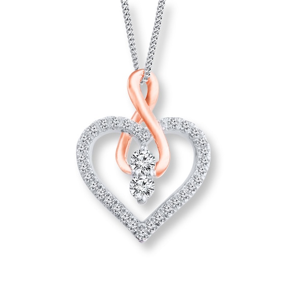 Previously Owned - Ever UsÂ® 1/2 CT. T.w. Two-Stone Diamond Heart with Infinity Pendant in 14K Two-Tone Gold - 19"