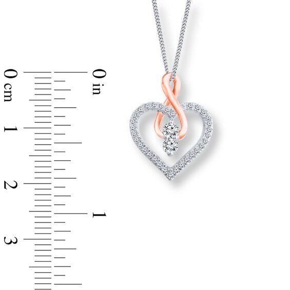 Previously Owned - Ever UsÂ® 1/2 CT. T.w. Two-Stone Diamond Heart with Infinity Pendant in 14K Two-Tone Gold - 19"