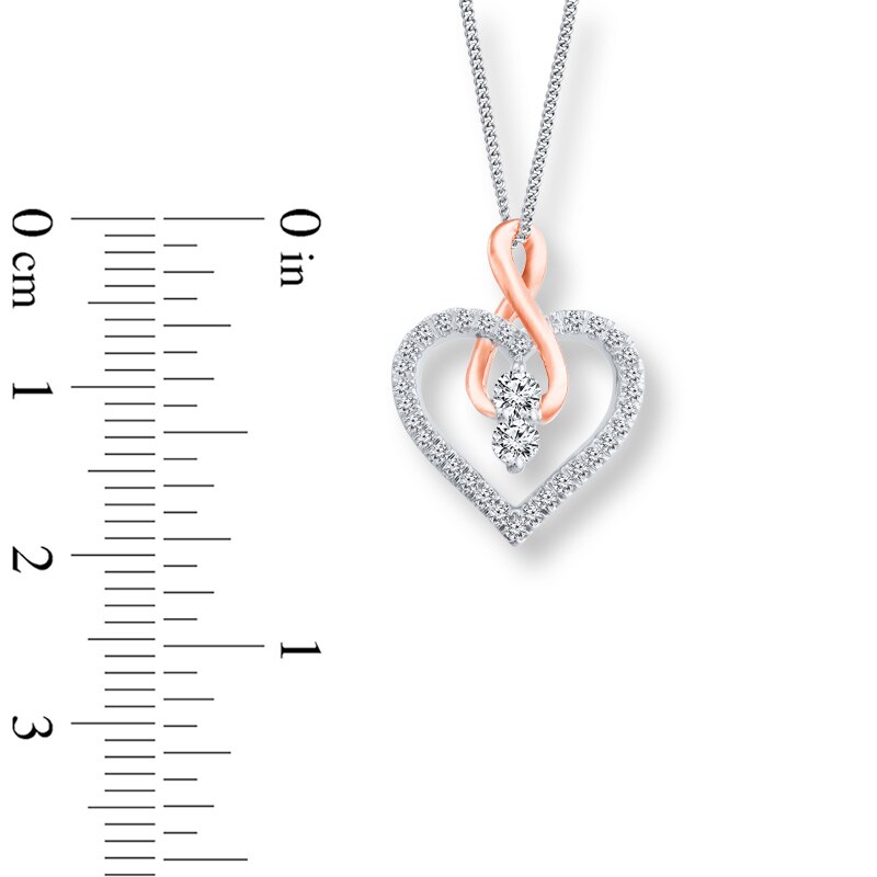 Main Image 2 of Previously Owned - Ever Us® 1/2 CT. T.W. Two-Stone Diamond Heart with Infinity Pendant in 14K Two-Tone Gold - 19"