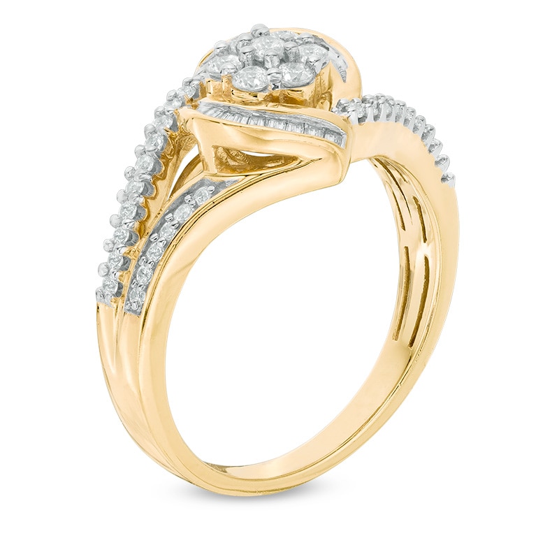 Main Image 2 of Previously Owned - 1/2 CT. T.W. Composite Diamond Whirlwind Split Shank Ring in 10K Gold