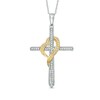 Thumbnail Image 1 of Previously Owned - 1/5 CT. T.W. Diamond Cross with Heart Pendant in 10K Two-Tone Gold