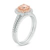 Thumbnail Image 2 of Previously Owned - 6.0mm Morganite and 3/8 CT. T.W. Diamond Double Frame Bridal Set in 14K Two-Tone Gold