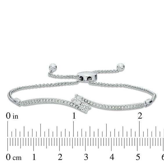 Previously Owned - Ever UsÂ® 1/3 CT. T.w. Two-Stone Diamond Bypass Bolo Bracelet in 14K White Gold - 9.5"