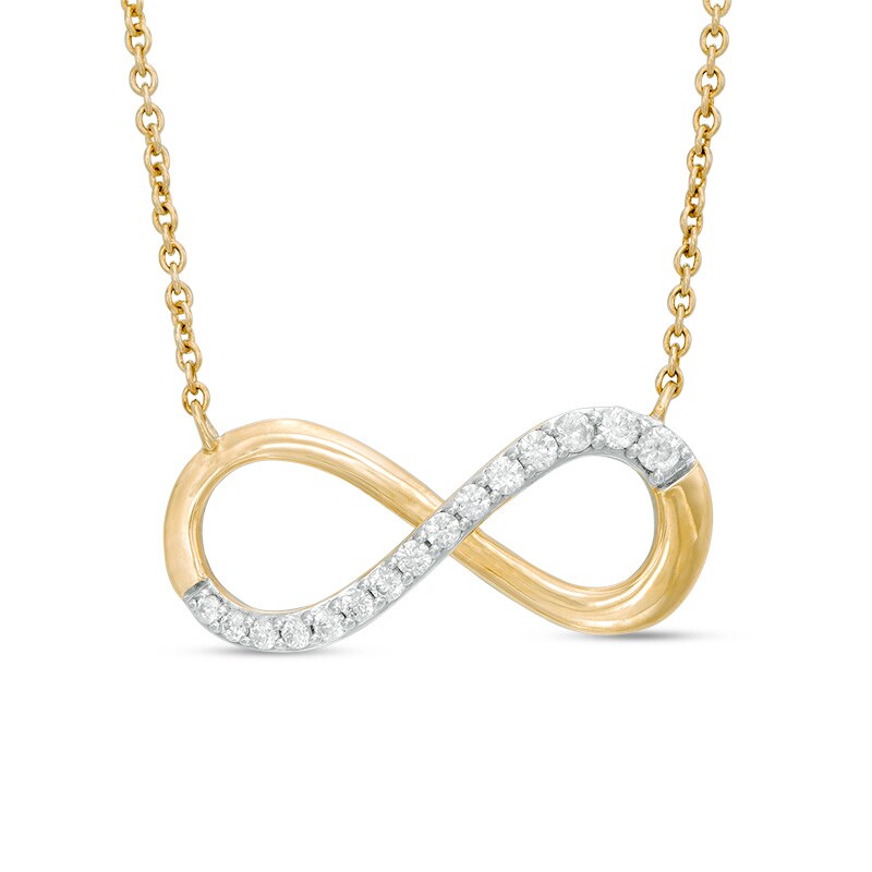 Main Image 1 of Previously Owned - 1/4 CT. T.W. Diamond  Infinity Necklace in 18K Gold