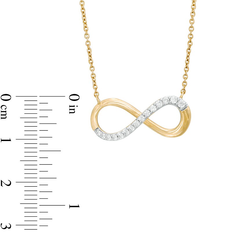 Main Image 2 of Previously Owned - 1/4 CT. T.W. Diamond  Infinity Necklace in 18K Gold