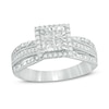Thumbnail Image 1 of Previously Owned - 1/2 CT. T.W. Quad Princess-Cut Diamond Frame Vintage-Style Bypass Engagement Ring in 10K White Gold