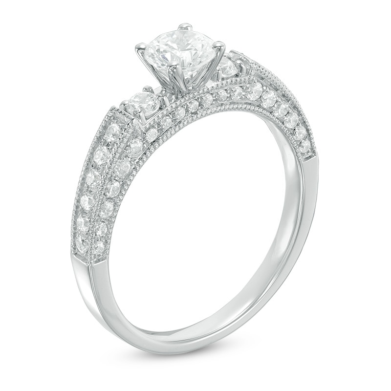 Main Image 2 of Previously Owned - 1 CT. T.W. Diamond Vintage-Style Engagement Ring in 14K White Gold
