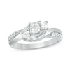 Thumbnail Image 1 of Previously Owned - 1/2 CT. T.W. Princess-Cut Diamond Three Stone Swirl Ring in 14K White Gold