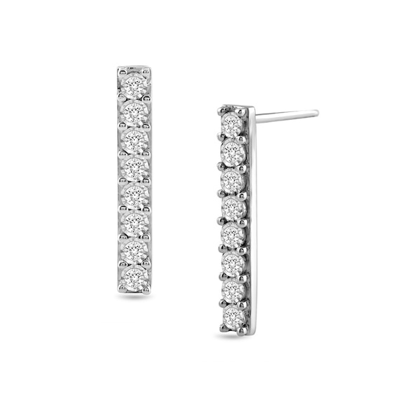 Previously Owned - 1/2 CT. T.w. Diamond Linear Bar Drop Earrings in 10K White Gold