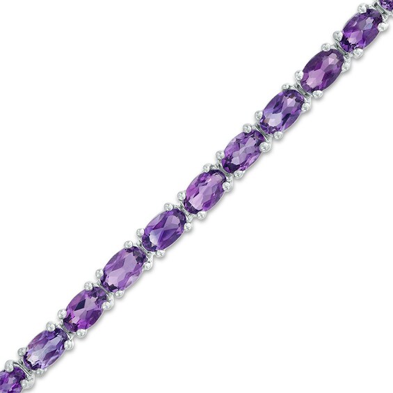 Previously Owned - Oval Amethyst Tennis Bracelet in Sterling Silver