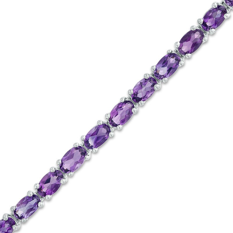 Main Image 1 of Previously Owned - Oval Amethyst Tennis Bracelet in Sterling Silver