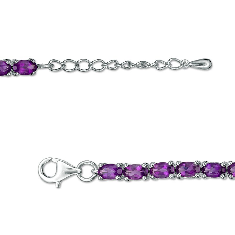 Main Image 2 of Previously Owned - Oval Amethyst Tennis Bracelet in Sterling Silver