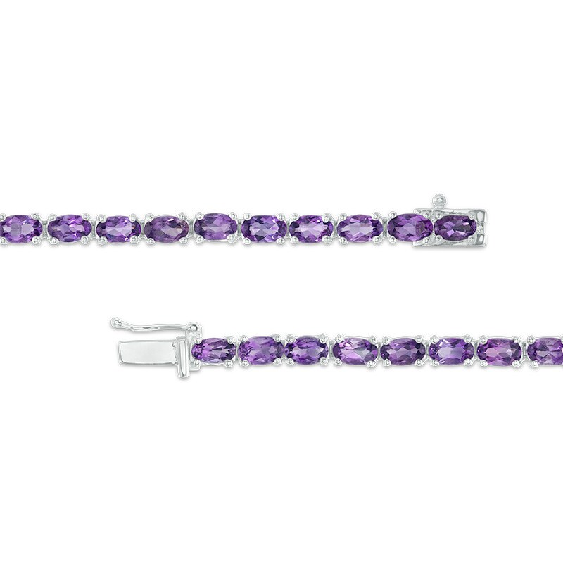 Main Image 3 of Previously Owned - Oval Amethyst Tennis Bracelet in Sterling Silver