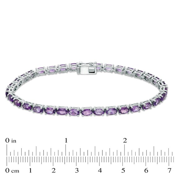 Previously Owned - Oval Amethyst Tennis Bracelet in Sterling Silver