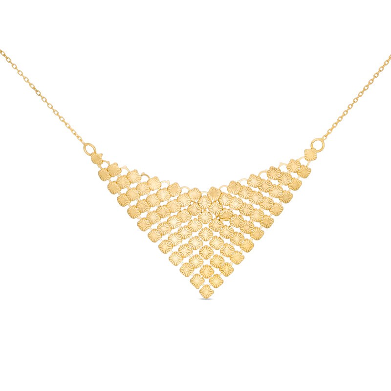 Main Image 1 of Previously Owned - Made in Italy Diamond-Cut Triangle Mesh Necklace in 14K Gold - 18.25"