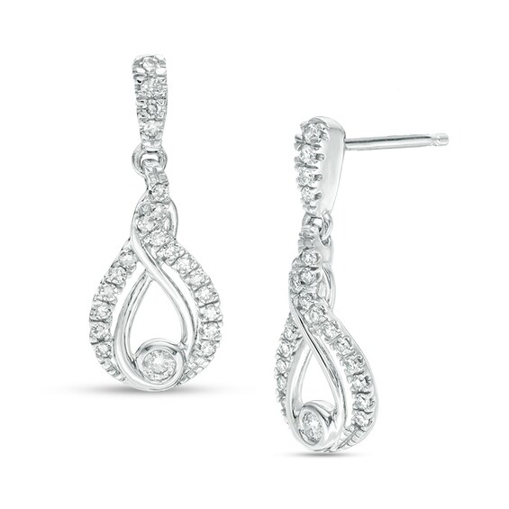 Previously Owned - Interwovenâ¢ 1/4 CT. T.w. Diamond Drop Earrings in 10K White Gold