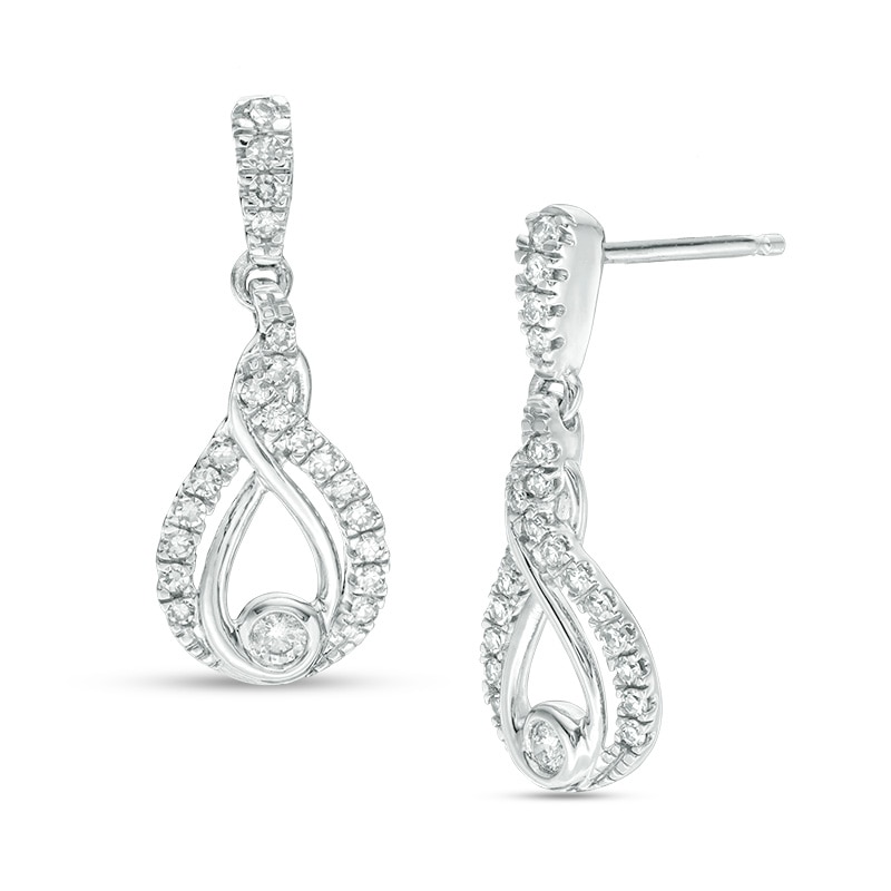 Main Image 1 of Previously Owned - Interwoven™ 1/4 CT. T.W. Diamond Drop Earrings in 10K White Gold