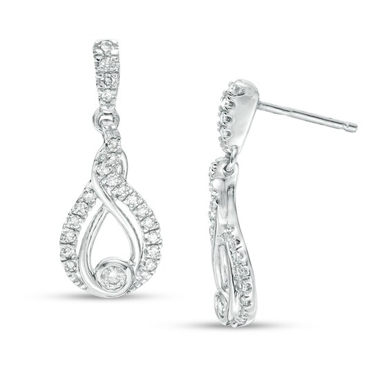 Previously Owned - Interwovenâ¢ 1/4 CT. T.w. Diamond Drop Earrings in 10K White Gold