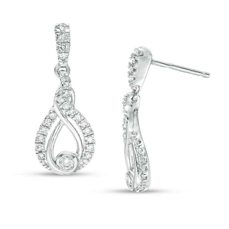 Main Image 2 of Previously Owned - Interwoven™ 1/4 CT. T.W. Diamond Drop Earrings in 10K White Gold