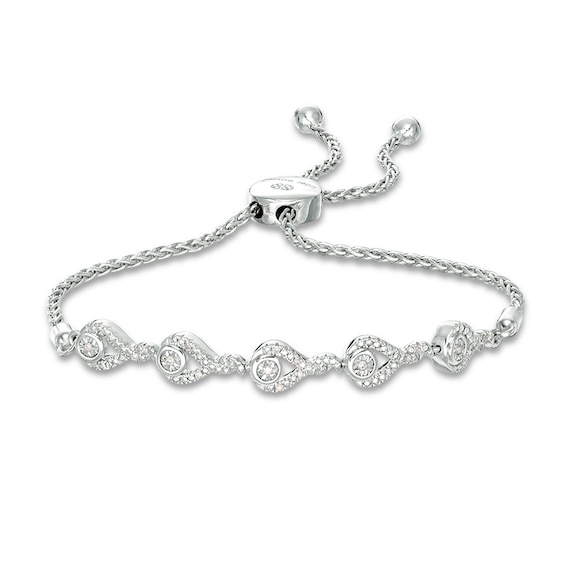 Previously Owned - Interwoven⢠1/20 CT. T.w. Diamond Bolo Bracelet in Sterling Silver - 9.5"