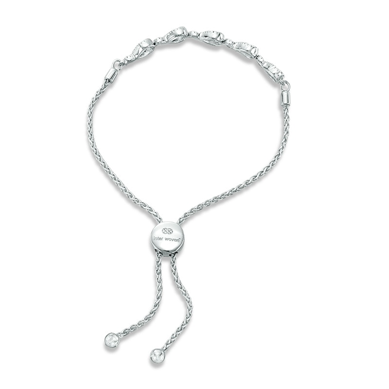 Main Image 2 of Previously Owned - Interwoven™ 1/20 CT. T.W. Diamond Bolo Bracelet in Sterling Silver - 9.5"