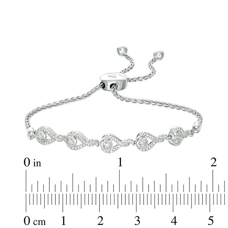 Main Image 3 of Previously Owned - Interwoven™ 1/20 CT. T.W. Diamond Bolo Bracelet in Sterling Silver - 9.5"