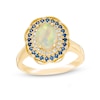 Thumbnail Image 1 of Previously Owned - Oval Opal, Blue Sapphire and 1/10 CT. T.W. Diamond Frame Vintage-Style Ring in 14K Gold