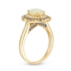 Thumbnail Image 2 of Previously Owned - Oval Opal, Blue Sapphire and 1/10 CT. T.W. Diamond Frame Vintage-Style Ring in 14K Gold