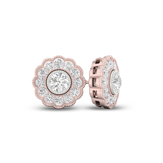 Previously Owned - 1 CT. T.w. Diamond Flower Vintage-Style Stud Earrings in 10K Rose Gold