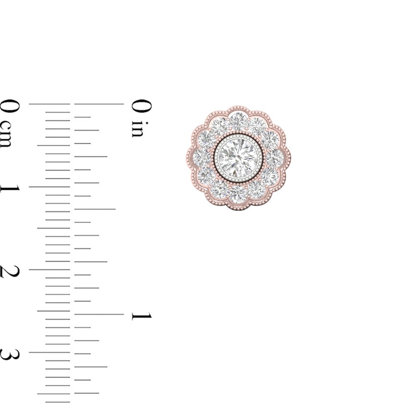 Main Image 2 of Previously Owned - 1 CT. T.W. Diamond Flower Vintage-Style Stud Earrings in 10K Rose Gold