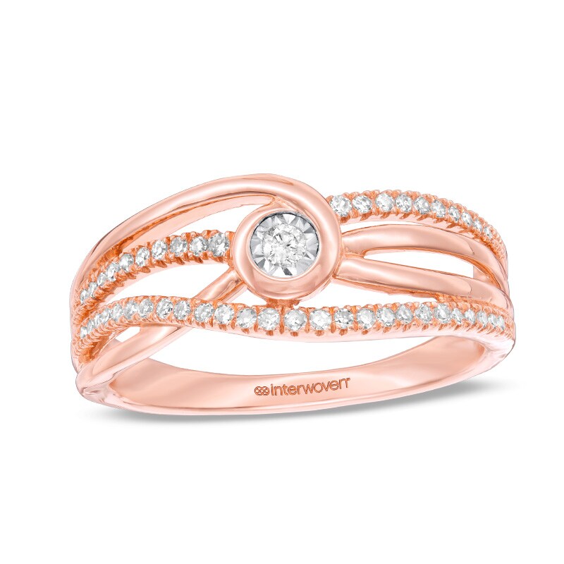 Main Image 1 of Previously Owned - Interwoven™ 1/5 CT. T.W. Diamond Promise Ring in 10K Rose Gold