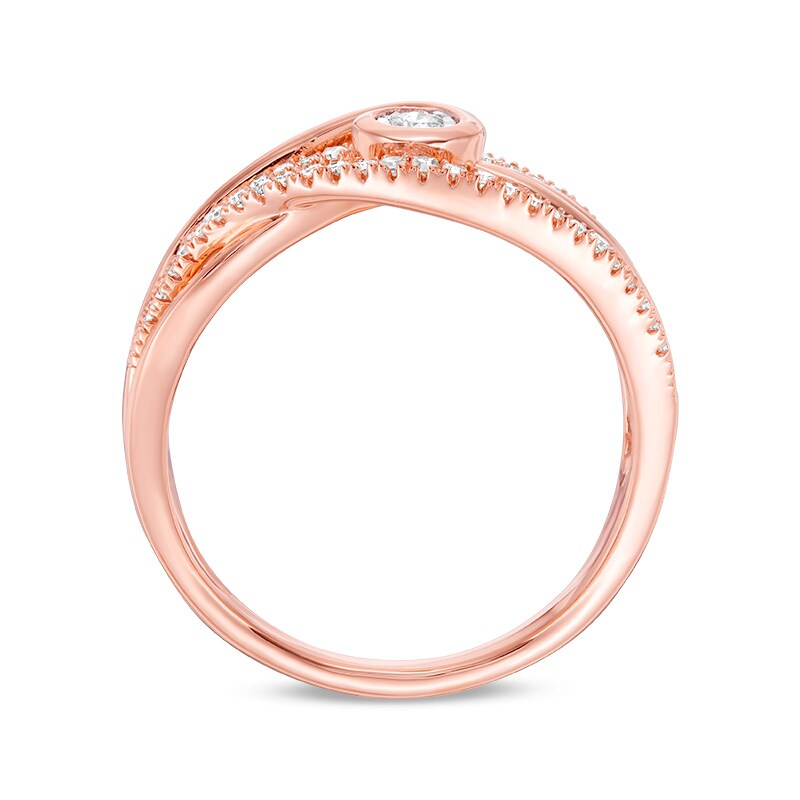Main Image 2 of Previously Owned - Interwoven™ 1/5 CT. T.W. Diamond Promise Ring in 10K Rose Gold