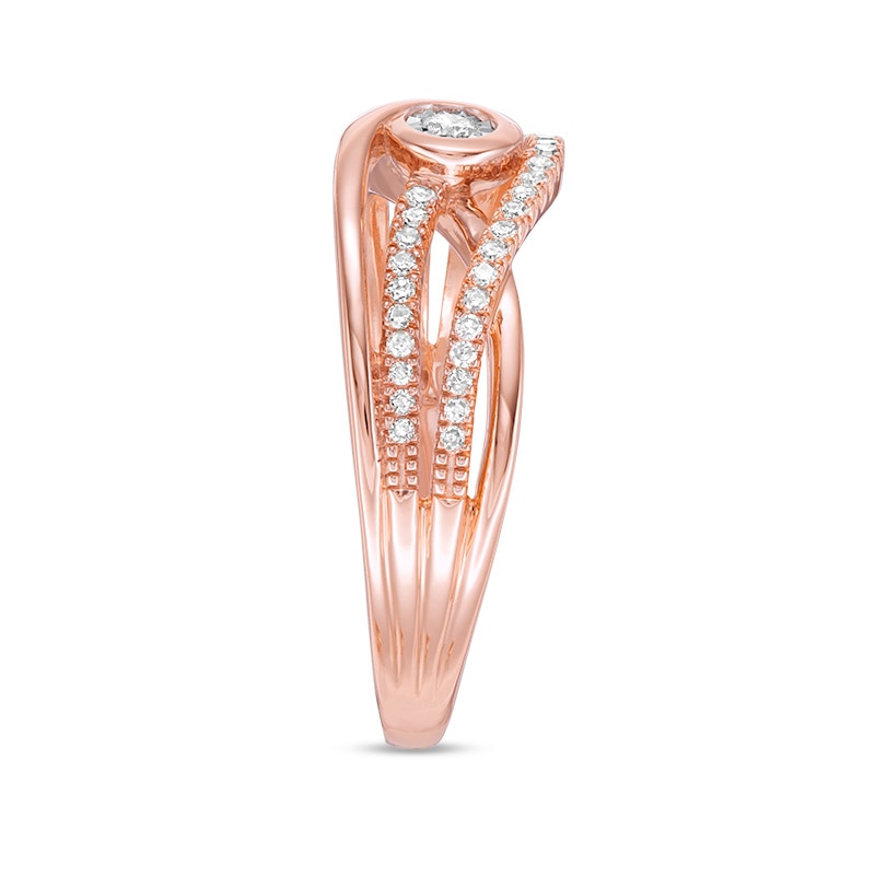 Main Image 3 of Previously Owned - Interwoven™ 1/5 CT. T.W. Diamond Promise Ring in 10K Rose Gold