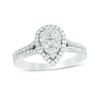 Thumbnail Image 1 of Previously Owned 1 CT. T.W. Composite Diamond Pear-Shaped Frame Engagement Ring in 14K White Gold