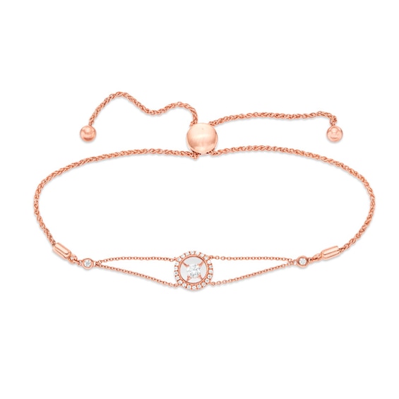 Previously Owned - Magnificenceâ¢ 1/5 CT. T.w. Diamond Frame Bolo Bracelet in 10K Rose Gold - 9.25"