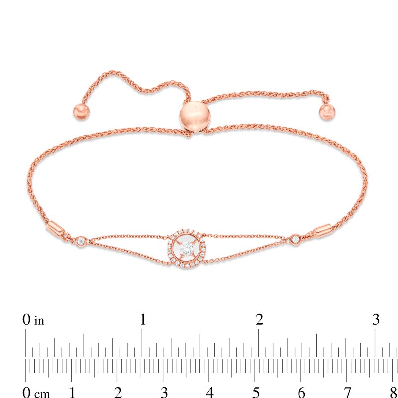 Main Image 2 of Previously Owned - Magnificence™ 1/5 CT. T.W. Diamond Frame Bolo Bracelet in 10K Rose Gold - 9.25"