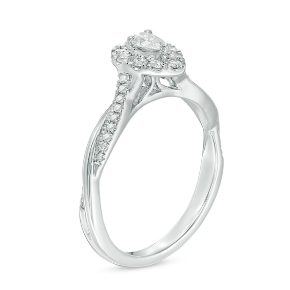 Previously Owned - 3/8 CT. T.w. Pear-Shaped Diamond Frame Twist Engagement in 10K White Gold