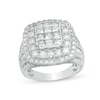 Thumbnail Image 1 of Previously Owned - 3 CT. T.W. Princess-Cut Composite Diamond Frame Multi-Row Engagement Ring in 10K White Gold