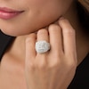 Thumbnail Image 3 of Previously Owned - 3 CT. T.W. Princess-Cut Composite Diamond Frame Multi-Row Engagement Ring in 10K White Gold