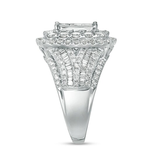 Previously Owned - 3 CT. T.w. Princess-Cut Composite Diamond Frame Multi-Row Engagement Ring in 10K White Gold