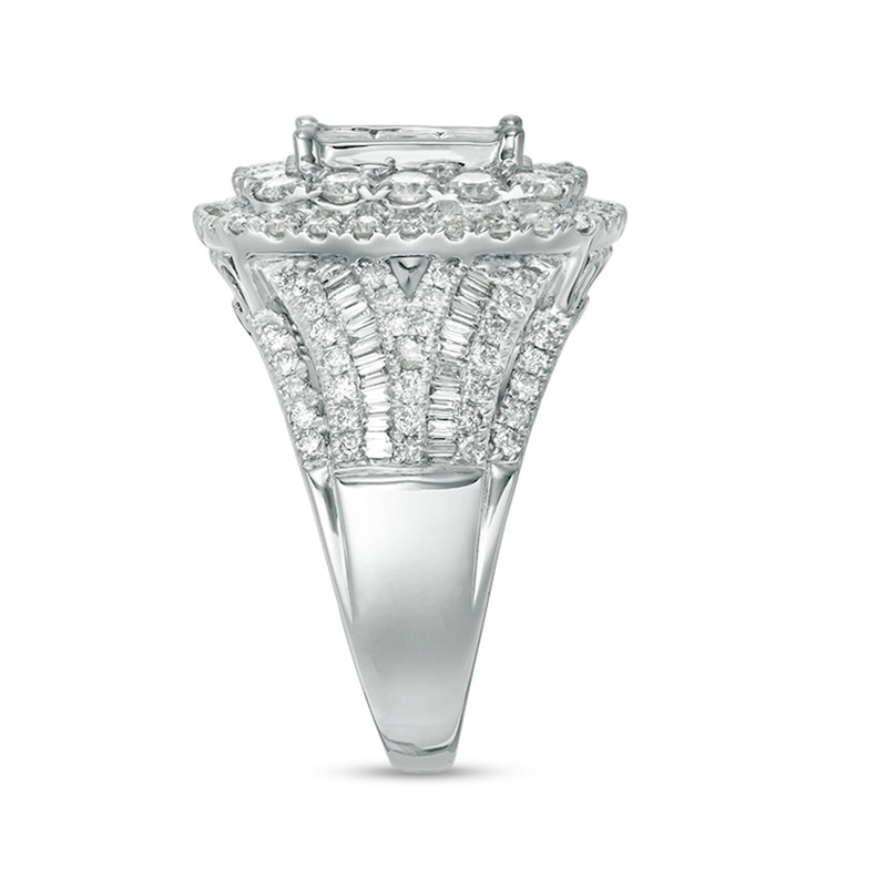 Main Image 4 of Previously Owned - 3 CT. T.W. Princess-Cut Composite Diamond Frame Multi-Row Engagement Ring in 10K White Gold