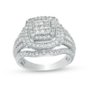 Thumbnail Image 1 of Previously Owned - 1 CT. T.W. Princess Multi-Diamond Frame Multi-Row Vintage-Style Engagement Ring in 10K White Gold