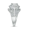 Thumbnail Image 4 of Previously Owned - 1 CT. T.W. Princess Multi-Diamond Frame Multi-Row Vintage-Style Engagement Ring in 10K White Gold