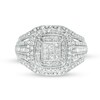Thumbnail Image 6 of Previously Owned - 1 CT. T.W. Princess Multi-Diamond Frame Multi-Row Vintage-Style Engagement Ring in 10K White Gold