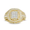 Thumbnail Image 6 of Previously Owned - 1 CT. T.W. Princess Multi-Diamond Double Frame Multi-Row Vintage-Style Engagement Ring in 10K Gold
