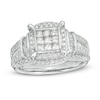Thumbnail Image 1 of Previously Owned - 1 CT. T.W. Composite Princess-Cut Diamond Frame Collar Engagement Ring in 10K White Gold