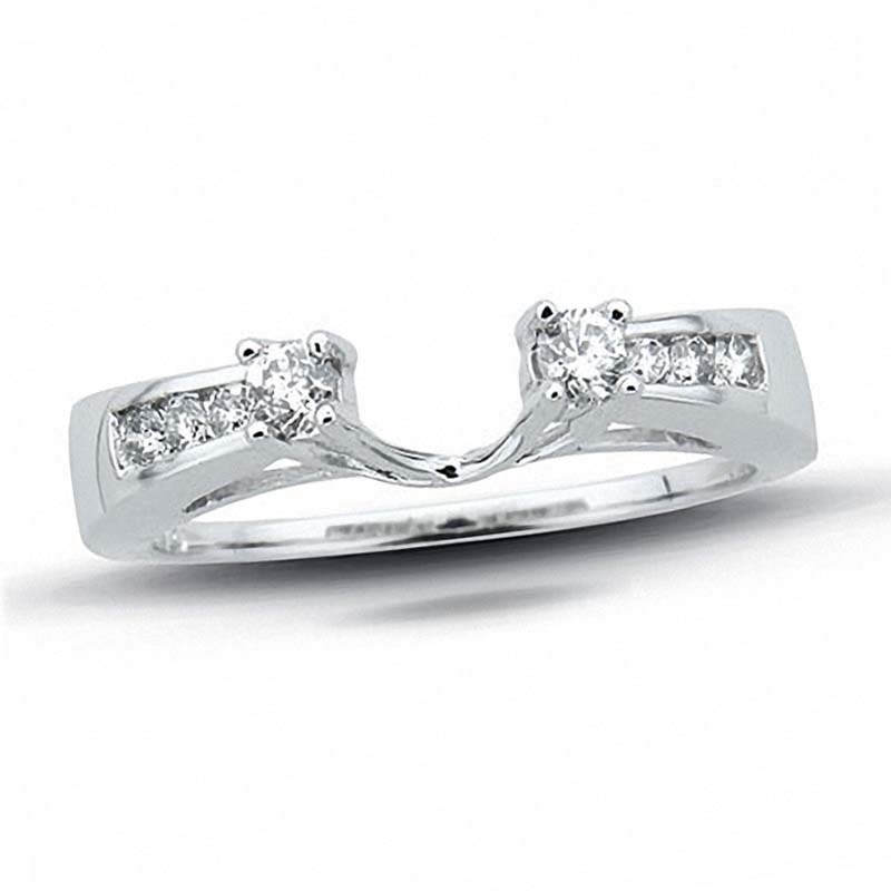 Main Image 1 of Previously Owned - 1/4 CT. T.W. Diamond Solitaire Enhancer in 14K White Gold with Channel Set Diamonds
