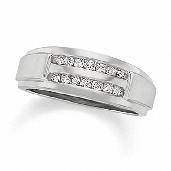 Previously Owned - 1/4 CT. T.w. Diamond Double Row Band in 10K White Gold