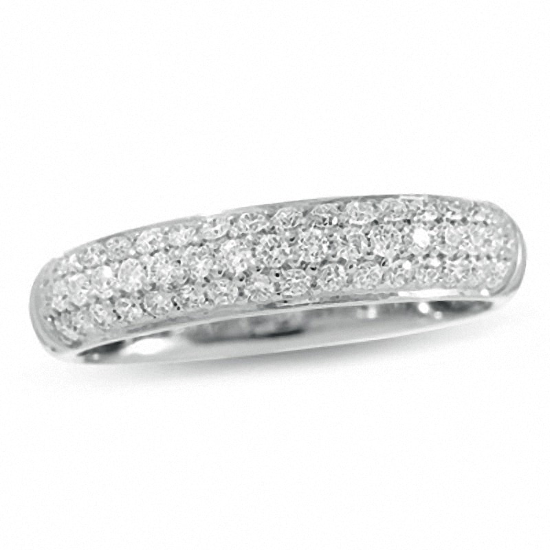 Main Image 1 of Previously Owned - 1/2 CT. T.W. Diamond Pavé Anniversary Band in 14K White Gold